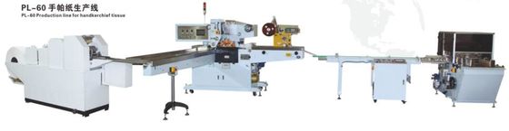 Mini Hankey Double Lanes Pocket Tissue Folding Machine With Auto Transfer Unit